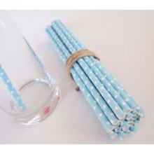 Mavi Puantiyeli Karton Pipet 12'li