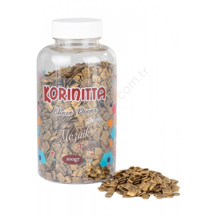 Korinitta Pasta Süsleme Çikolatası Bitter Mozaik Antik Altın 200gr
